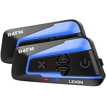 LEXIN Motorcycle Bluetooth Headset with Music Sharing, 2pcs B4FM 10 Riders