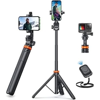 Newest 62" Phone Tripod, EUCOS Tripod for iPhone & Selfie Stick Tripod
