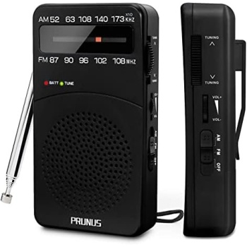 PRUNUS J-166 Portable Radio AM FM, Battery Operated with Tuning Light, Back