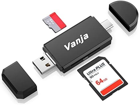 Vanja SD Card to USB Adapter, 3-in-1 USB-C USB-A Micro USB SD Card Reader