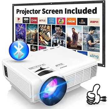 2023 Projector with 100'' Projector Screen, Mini Projector Bluetooth, Latest